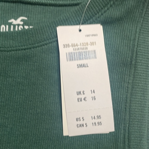 NWT /Hollister/ Ribbed High-Neck Tank /SIZE: Small /Dark Green - Picture 7 of 9
